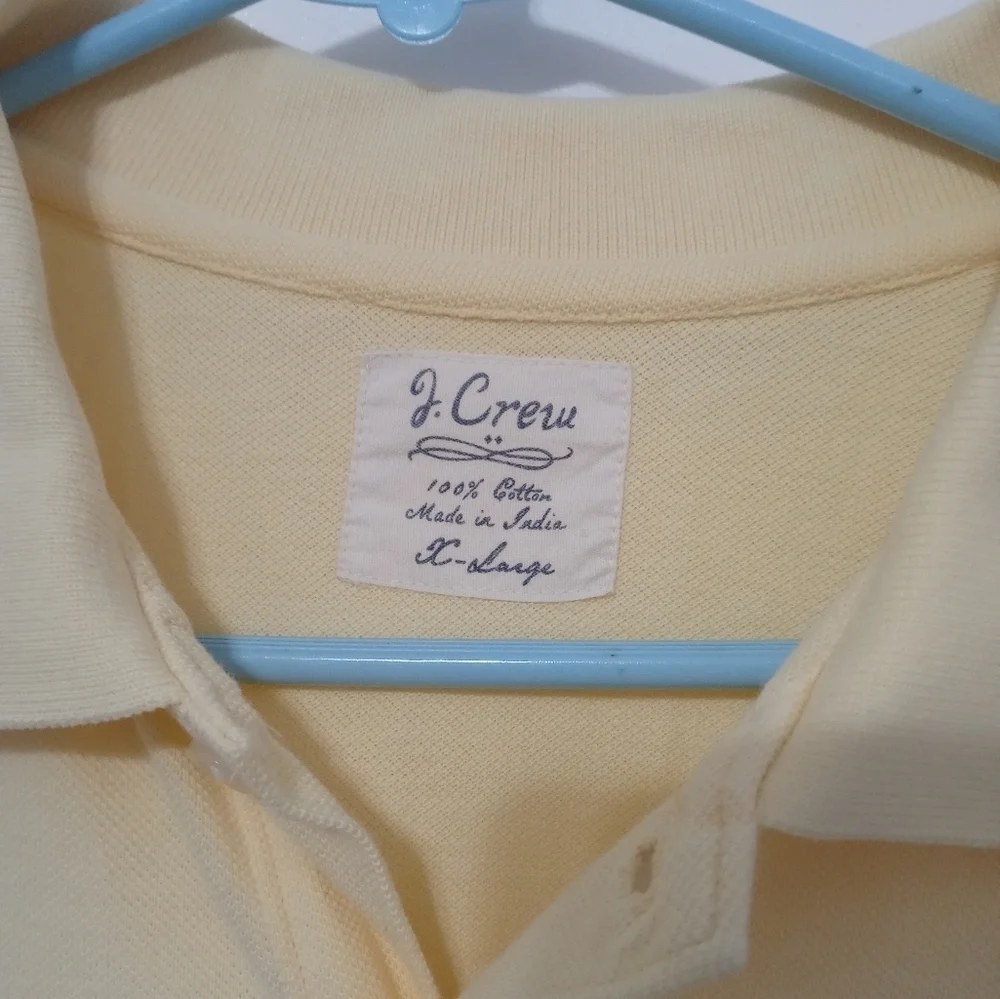 J. CREW MEN'S PASTEL Butter YELLOW 100% COTTON SHORT SLEEVE POLO XL